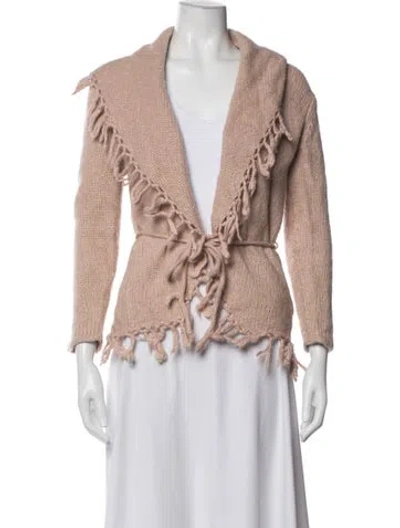 Pre-owned Loveshackfancy Baby Alpaca Open Front Sweater In Neutrals