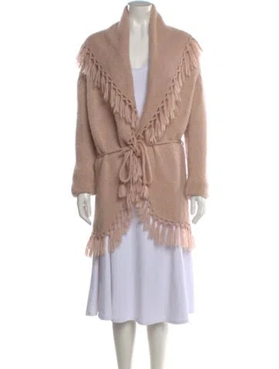 Pre-owned Loveshackfancy Baby Alpaca Open Front Sweater In Pink