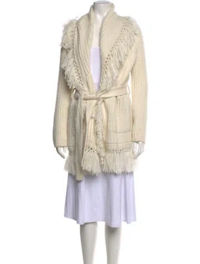 Pre-owned Loveshackfancy Baby Alpaca Open Front Sweater W/ Tags In Neutrals