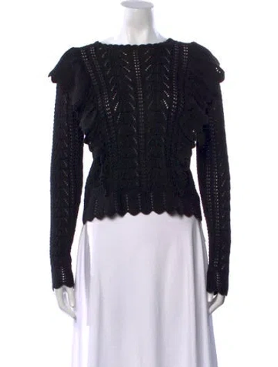 Pre-owned Loveshackfancy Baby Alpaca Patterned Sweater In Black