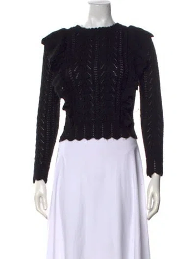 Pre-owned Loveshackfancy Baby Alpaca Patterned Sweater In Black