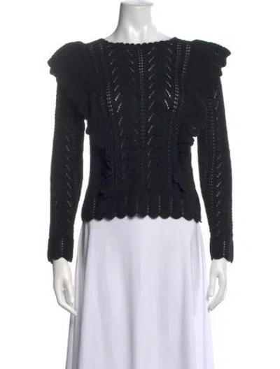 Pre-owned Loveshackfancy Baby Alpaca Patterned Sweater In Black