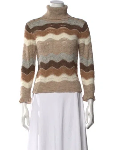 Pre-owned Loveshackfancy Baby Alpaca Patterned Sweater In Brown