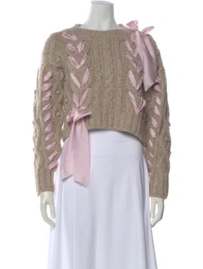 Pre-owned Loveshackfancy Baby Alpaca Patterned Sweater In Neutral