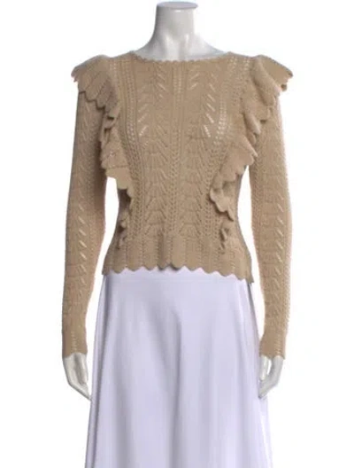 Pre-owned Loveshackfancy Baby Alpaca Patterned Sweater In Neutral