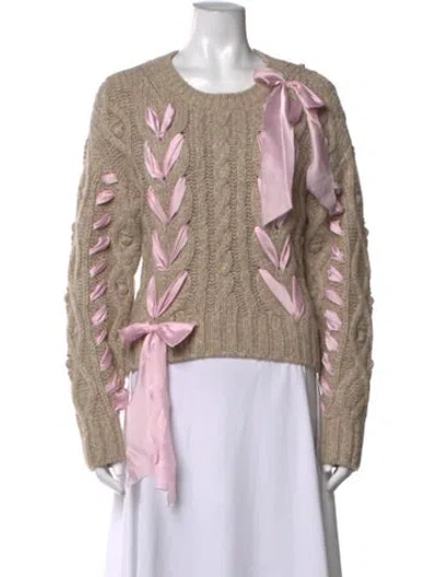 Pre-owned Loveshackfancy Baby Alpaca Patterned Sweater In Neutrals