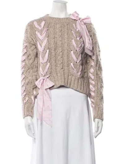Pre-owned Loveshackfancy Baby Alpaca Patterned Sweater In Neutrals