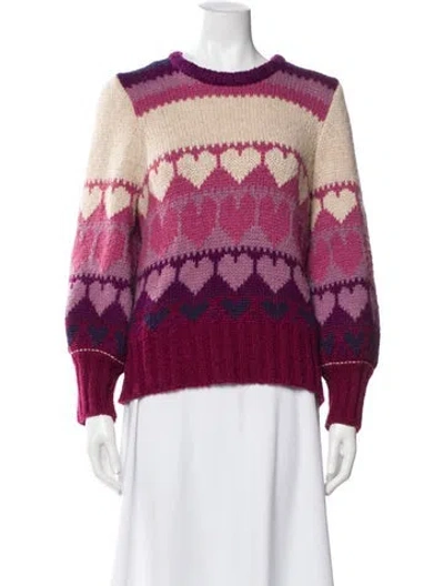 Pre-owned Loveshackfancy Baby Alpaca Printed Sweater In Purple