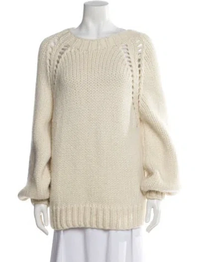 Pre-owned Loveshackfancy Baby Alpaca Scoop Neck Sweater In Neutral