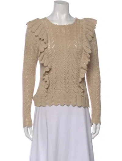 Pre-owned Loveshackfancy Baby Alpaca Scoop Neck Sweater In Neutral