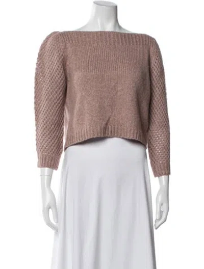 Pre-owned Loveshackfancy Baby Alpaca Scoop Neck Sweater In Pink