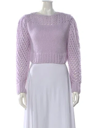 Pre-owned Loveshackfancy Baby Alpaca Scoop Neck Sweater In Purple