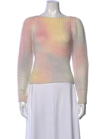 Pre-owned Loveshackfancy Baby Alpaca Tie-dye Print Sweater In Pink