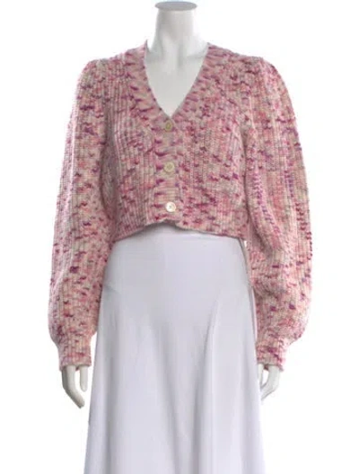 Pre-owned Loveshackfancy Baby Alpaca V-neck Sweater In Pink