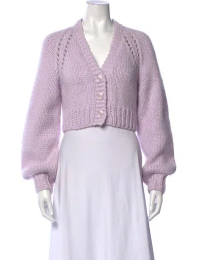 Pre-owned Loveshackfancy Baby Alpaca V-neck Sweater In Purple