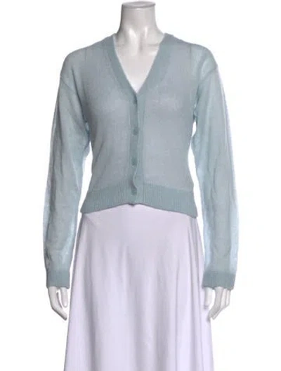 Pre-owned Loveshackfancy Baby Alpaca V-neck Sweater W/ Tags In Blue