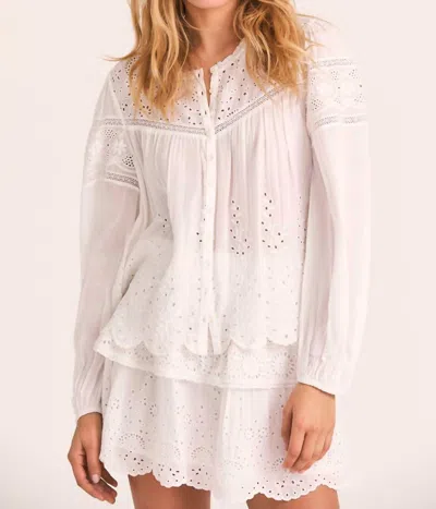 Loveshackfancy Badyn Blouse In Antique White In Multi