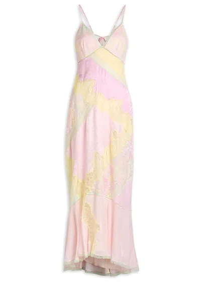 Loveshackfancy Bancila Lace Patchwork Chiffon Maxi Dress In Multi