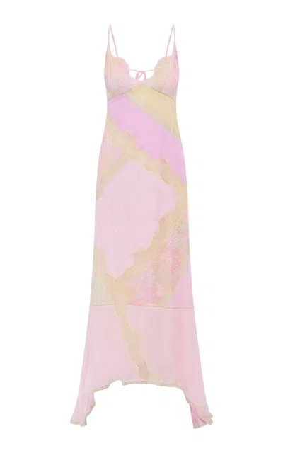 Loveshackfancy Bancila Lace-trimmed Silk-blend Maxi Dress In Multi