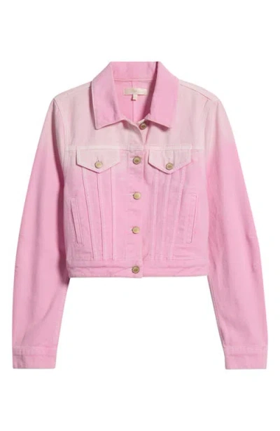 Loveshackfancy Bardot Ombré Denim Trucker Jacket In Pink