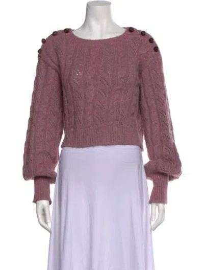 Pre-owned Loveshackfancy Bateau Neckline Long Sleeve Crop Top In Pink