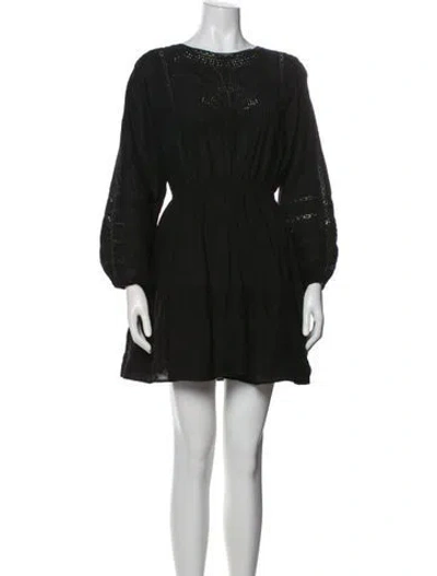 Pre-owned Loveshackfancy Bateau Neckline Mini Dress In Black