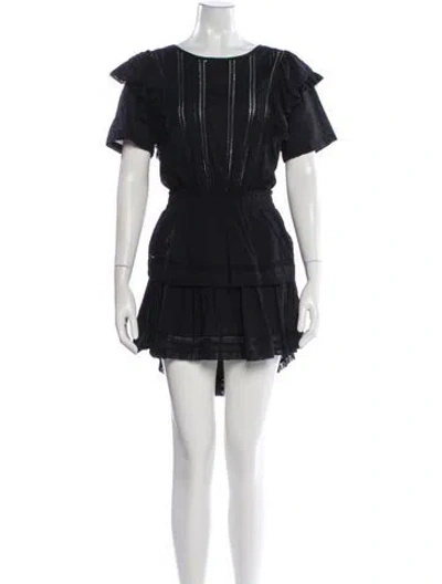 Pre-owned Loveshackfancy Bateau Neckline Mini Dress In Black