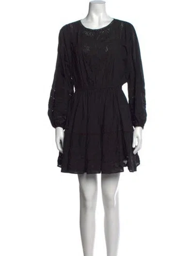 Pre-owned Loveshackfancy Bateau Neckline Mini Dress In Black