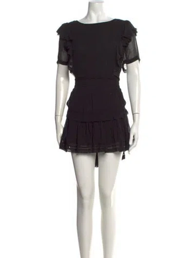 Pre-owned Loveshackfancy Bateau Neckline Mini Dress In Black