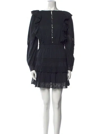 Pre-owned Loveshackfancy Bateau Neckline Mini Dress In Blue