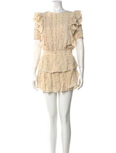 Pre-owned Loveshackfancy Bateau Neckline Mini Dress In Brown
