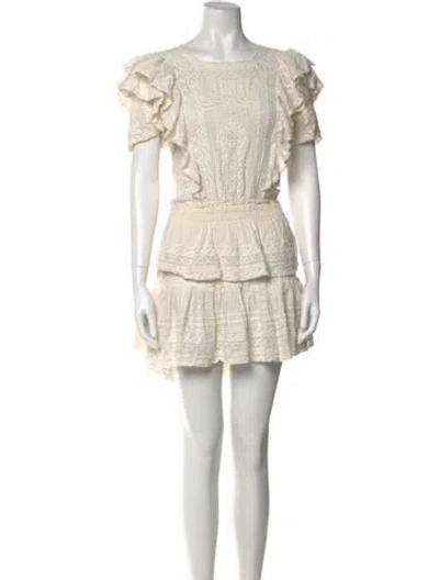 Pre-owned Loveshackfancy Bateau Neckline Mini Dress In Neutral