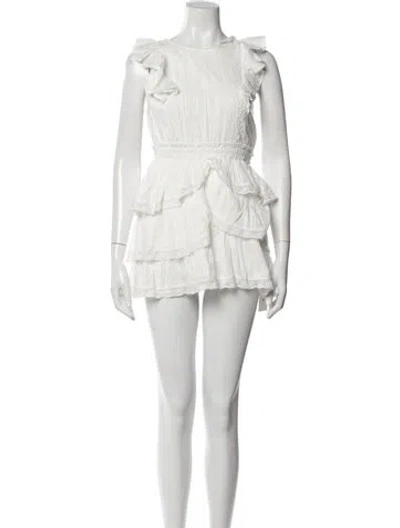 Pre-owned Loveshackfancy Bateau Neckline Mini Dress In Neutral