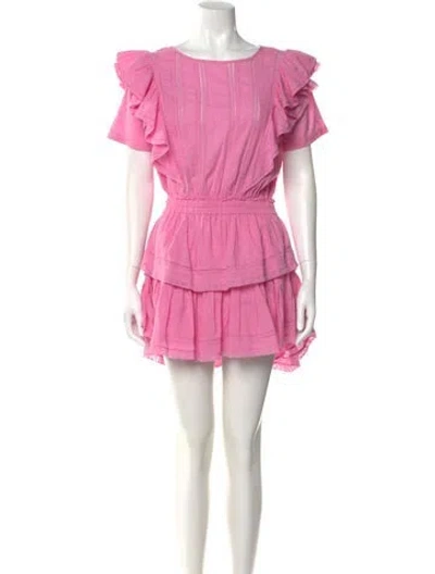 Pre-owned Loveshackfancy Bateau Neckline Mini Dress In Pink