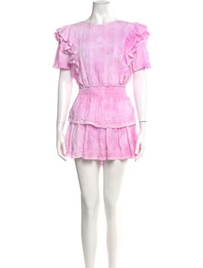 Pre-owned Loveshackfancy Bateau Neckline Mini Dress In Pink