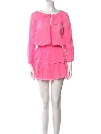 Pre-owned Loveshackfancy Bateau Neckline Mini Dress In Pink