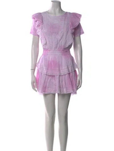 Pre-owned Loveshackfancy Bateau Neckline Mini Dress In Purple