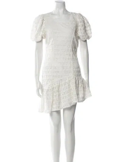 Pre-owned Loveshackfancy Bateau Neckline Mini Dress In White