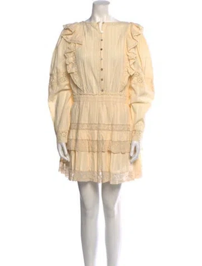 Pre-owned Loveshackfancy Bateau Neckline Mini Dress In Yellow