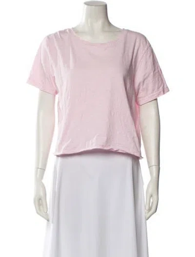 Pre-owned Loveshackfancy Bateau Neckline Short Sleeve T-shirt In Pink
