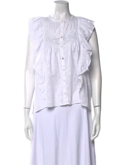 Pre-owned Loveshackfancy Bateau Neckline Sleeveless Blouse In Neutral