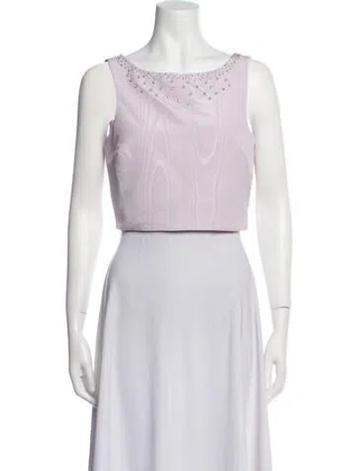 Pre-owned Loveshackfancy Bateau Neckline Sleeveless Crop Top In Purple