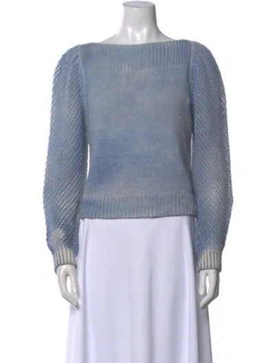 Pre-owned Loveshackfancy Bateau Neckline Sweater In Blue
