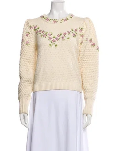 Pre-owned Loveshackfancy Bateau Neckline Sweater In White