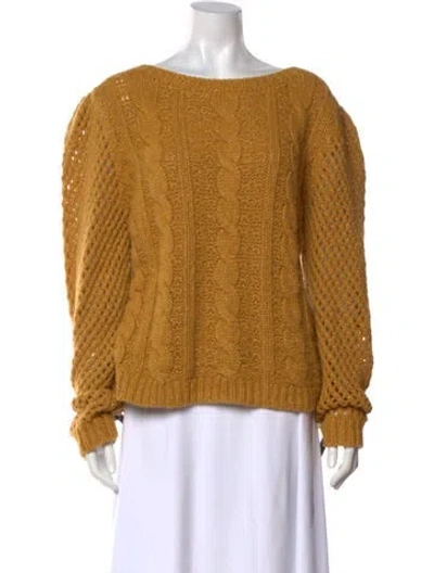 Pre-owned Loveshackfancy Bateau Neckline Sweater In Yellow