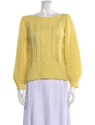 Pre-owned Loveshackfancy Bateau Neckline Sweater In Yellow