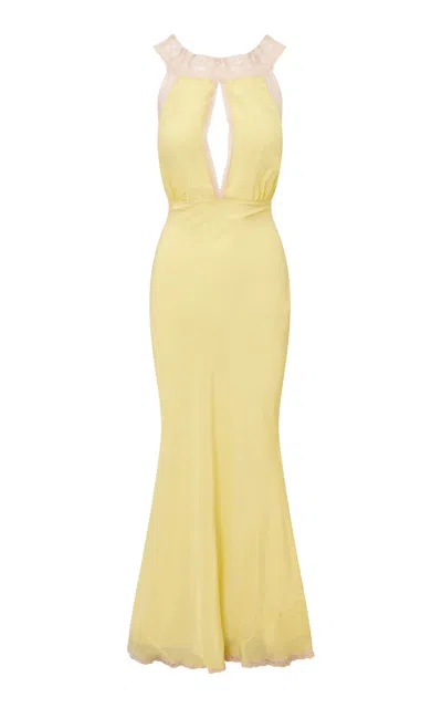 Loveshackfancy Baudelaire Washed Silk Slip Dress In Yellow