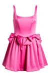 Loveshackfancy Bayer Bow Detail Satin Minidress In Fuchsia
