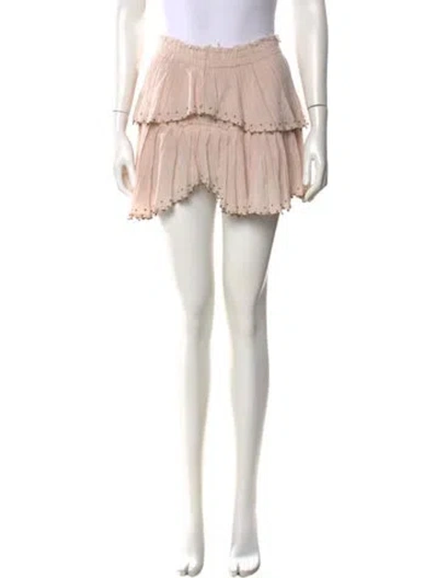 Pre-owned Loveshackfancy Beaded Accents Mini Skirt In Neutral