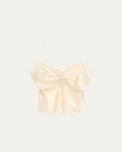 Loveshackfancy Belfast Silk-blend Lace-trim Top In White